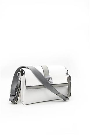 Silver & Polo SP1009 Kadın Çapraz Çanta Düz Beyaz-A.Gri