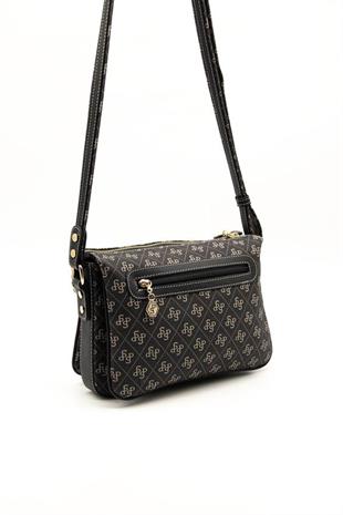 Silver & Polo SP784 Kadın Çapraz Çanta Monogram Füme-Siyah