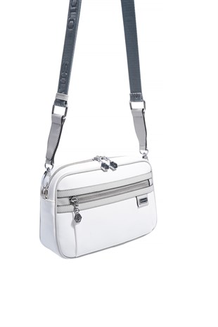 Silver & Polo SP1280 Kadın Çapraz Çanta Düz Beyaz-A.Gri