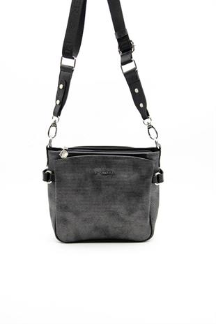 Silver & Polo SP884 Kadın Çapraz Çanta Petek M.Gümüş-Siyah