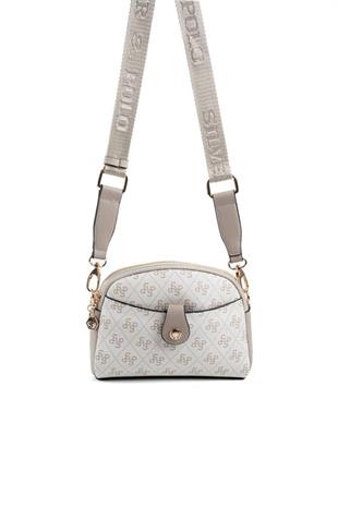 Silver Polo SP1144 Kadın Çapraz Çanta Monogram Bej-Kum