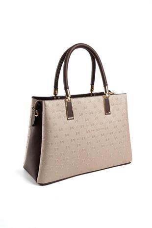 Silver & Polo SP1000 Kadın El Çantası Logolu Nut-Kahve