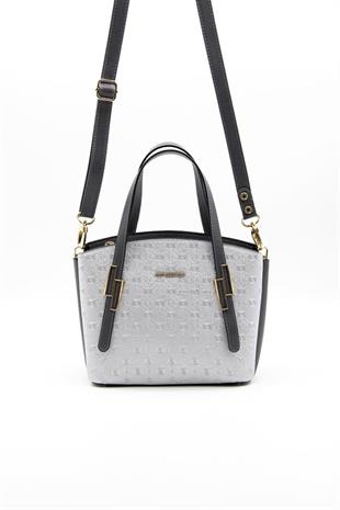 Silver & Polo SP1021 Kadın El Çantası Logolu A.Gümüş-Antrasit