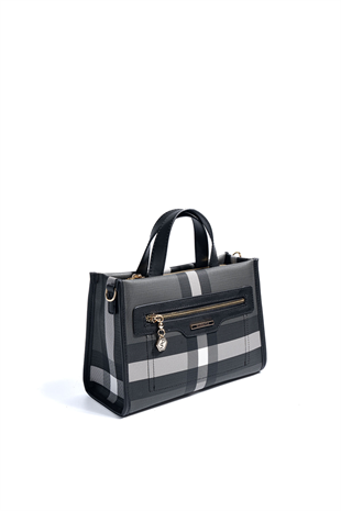 Silver & Polo SP1271 Kadın El Çantası Ekose Siyah