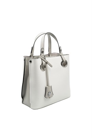 Silver & Polo SP975 Kadın El Çantası Düz Beyaz-A.Gri