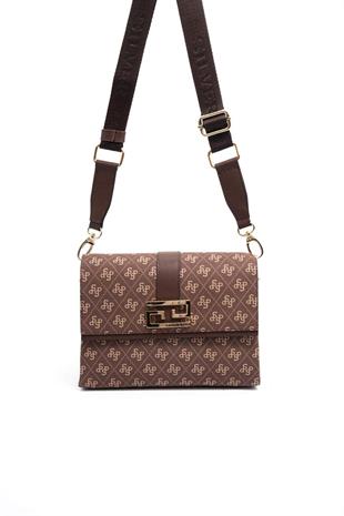 Silver Polo Kahve - Kahve Monogram Kadın Çapraz Çanta SP1009