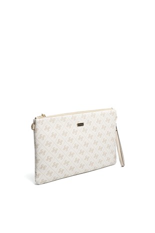 Silver & Polo SP1034 Kadın Portföy & Clutch Monogram Bej-Kum Beji
