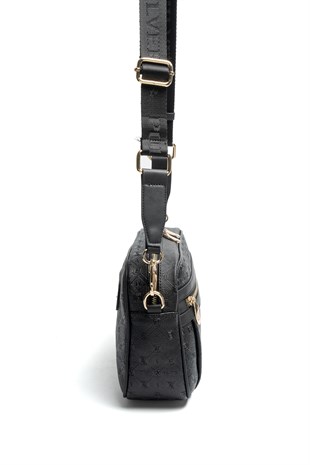 Silver & Polo SP1280 Kadın Çapraz Çanta Logolu Siyah-Siyah