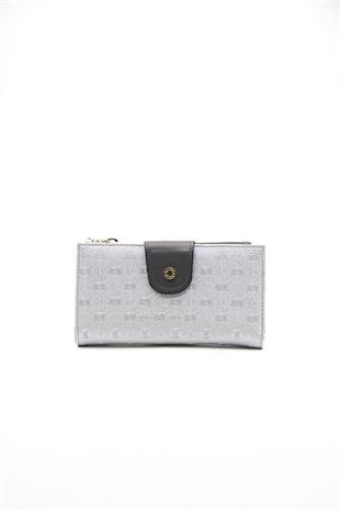 Silver & Polo SP1140 Kadın Cüzdan & Kartlık Logolu A.Gümüş-Antrasit