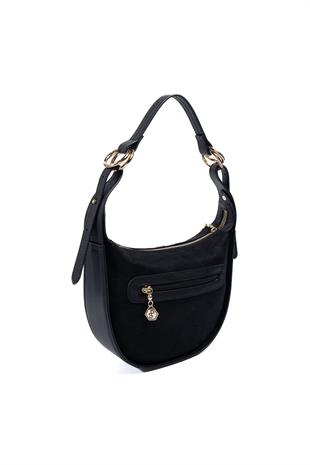 Silver & Polo SP1270 Kadın Omuz Çantası Süet Siyah-Siyah