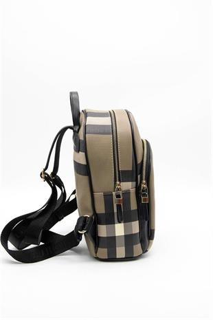 Silver & Polo SP1062 Kadın Sırt Çantası Ekose Kahve-Siyah