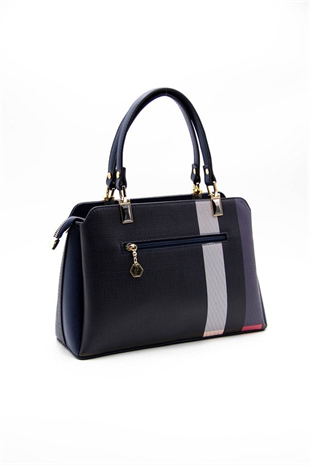 Silver & Polo SP972 Kadın El Çantası Ekose Lacivert