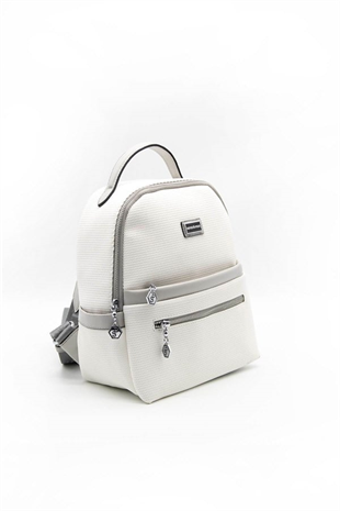 Silver & Polo SP1061 Kadın Sırt Çantası Petek Beyaz-A.Gri