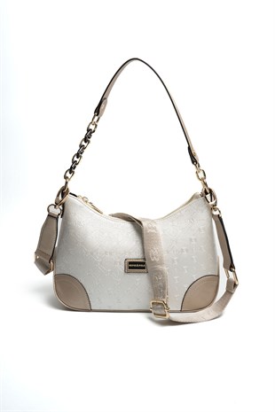 Silver & Polo SP1277 Kadın Omuz Çantası Logolu Sedef-S.Nut