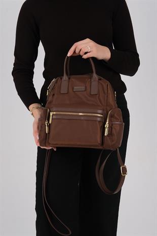 Silver Polo SP1211 Kadın Sırt Çantası Saten Kahve-Kahve