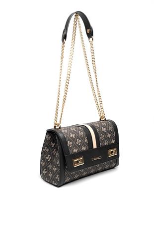 Silver & Polo SP1139 Kadın Çapraz Çanta Monogram Füme-Siyah
