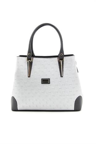 Silver & Polo SP667 Kadın El Çantası Logolu A.Gümüş-Antrasit