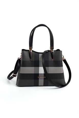 Silver & Polo SP1205 Kadın El Çantası Ekose Siyah