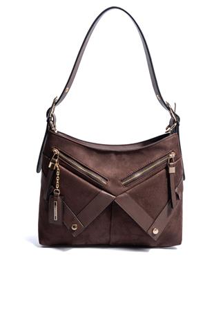 Silver & Polo SP1268 Kadın Omuz Çantası Süet Kahve-Kahve