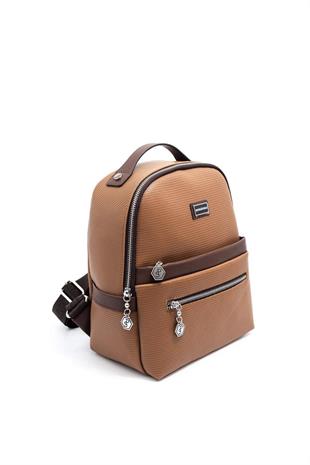 Silver & Polo SP1061 Kadın Sırt Çantası Petek Karamel-Kahve