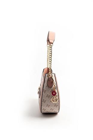 Silver Polo SP1168 Kadın Omuz Çantası Monogram Pembe-Somon