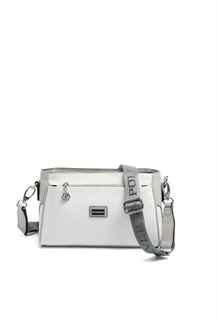Silver & Polo SP1273 Kadın Çapraz Çanta Düz Beyaz-A.Gri