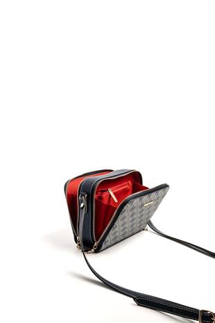 Silver & Polo SP888 Kadın Çapraz Çanta Monogram Gri-Lacivert