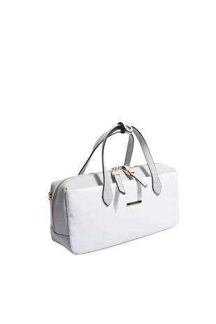 Silver & Polo SP1276 Kadın El Çantası Logolu Beyaz-A.Gri