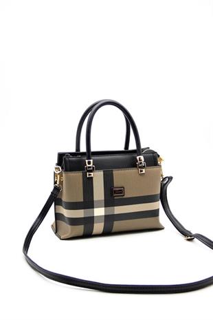 Silver & Polo SP826 Kadın El Çantası Ekose Kahve-Siyah