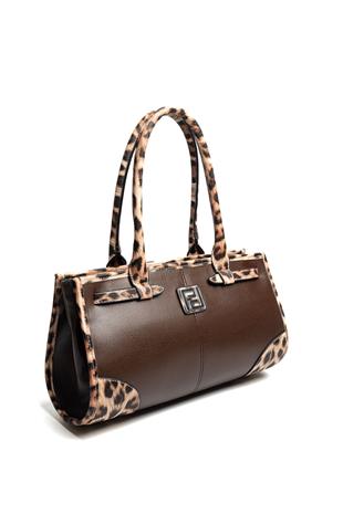 Silver & Polo SP1261 Kadın El Çantası Düz Kahve-Leopar Taba