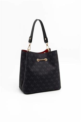 Silver & Polo SP967 Kadın Çapraz Çanta Monogram Siyah