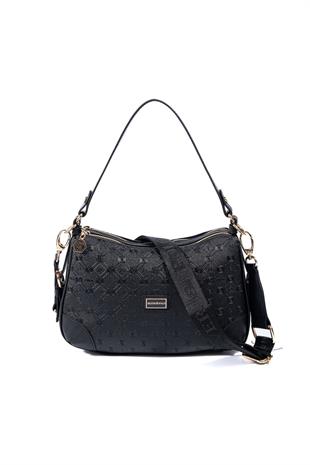 Silver & Polo SP1269 Kadın Omuz Çantası Logolu Siyah-Siyah