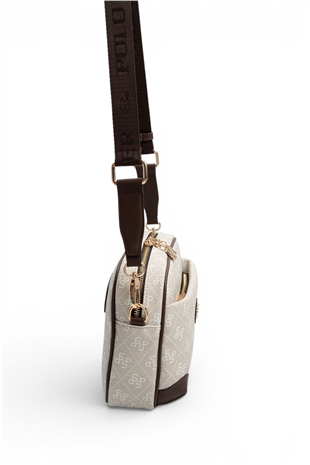 Silver Polo SP1094 Kadın Çapraz Çanta Monogram Taş-Kahve