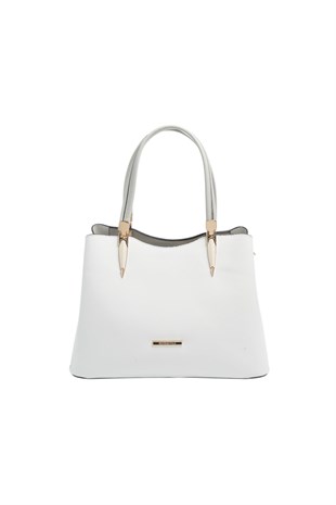 Silver & Polo SP1205 Kadın El Çantası Düz Beyaz-A.Gri