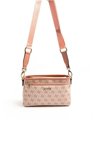Silver & Polo SP1184 Kadın Çapraz Çanta Monogram Pembe-Somon