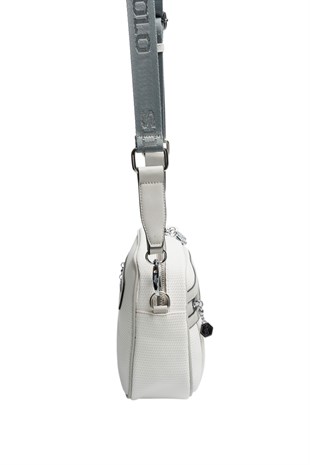 Silver & Polo SP1280 Kadın Çapraz Çanta Petek Beyaz-A.Gri