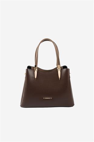 Silver & Polo SP1205 Kadın El Çantası Düz Vizon-Kahve