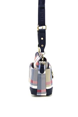 Silver & Polo SP1110 Kadın Çapraz Çanta Ekose Lacivert