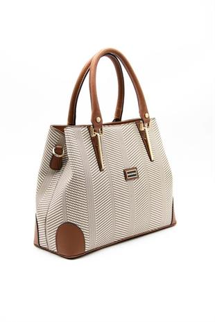 Silver & Polo SP667 Kadın El Çantası Hasır Bej-Taba
