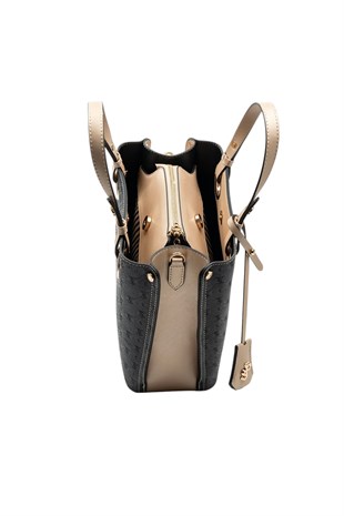 Silver & Polo SP975 Kadın El Çantası Logolu Siyah-S.Nut