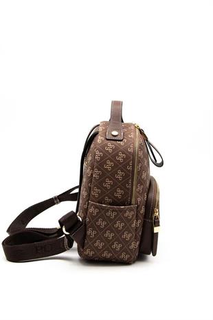 Silver & Polo SP1130 Kadın Sırt Çantası Monogram Kahve