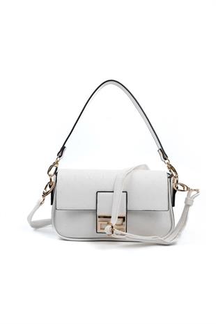Silver & Polo SP1179 Kadın Omuz Çantası Logolu Beyaz-Beyaz