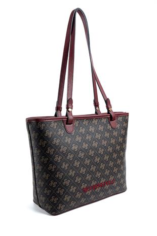 Silver & Polo Kahve Sarı - Bordo SP1204 Kadın Omuz Çantası