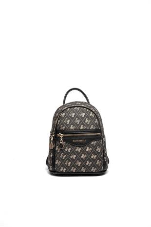 Silver & Polo SP983 Kadın Sırt Çantası Monogram Füme-Siyah