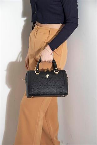 Silver & Polo SP1091 Kadın El Çantası Logolu Siyah-Siyah