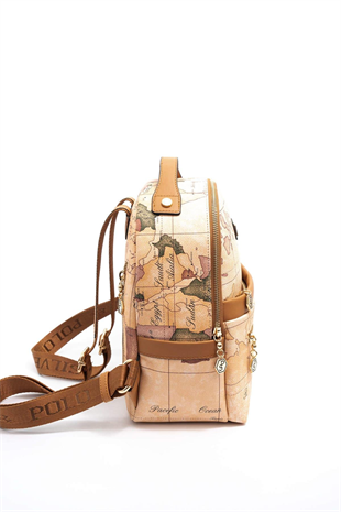 Silver & Polo SP1061 Kadın Sırt Çantası Harita Pudra-A.Taba