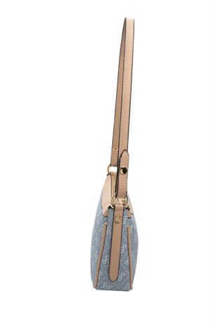 Silver Polo SP1274 Kadın Çapraz Çanta Monogram Mavi-Ten