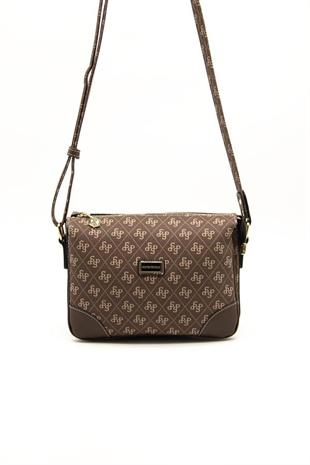 Silver & Polo SP784 Kadın Çapraz Çanta Monogram Kahve
