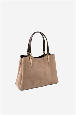 Silver & Polo SP1205 Kadın El Çantası Süet Vizon-Kahve