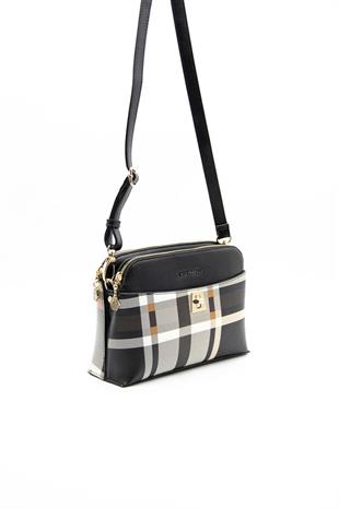 Silver & Polo SP623 Kadın Çapraz Çanta Ekose Siyah